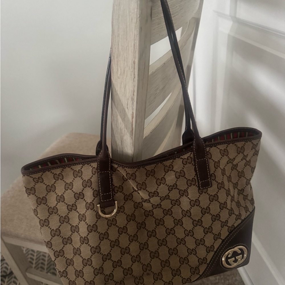 Gucci Brown Tote Bag GG canvas Britt